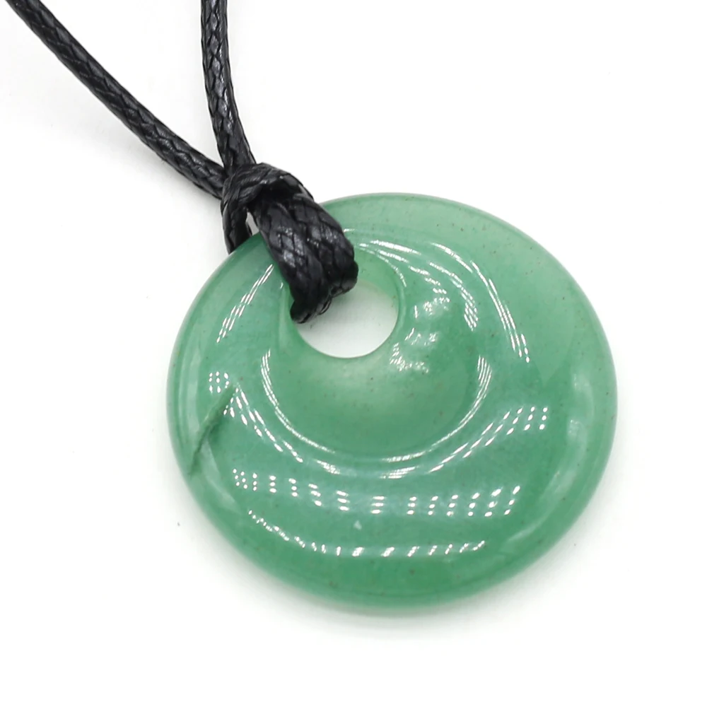 Natural Stone Pendant Necklace Simple Round Big Hole Crystal Lapis lazuli Opal Lucky Necklace Choker Jewelry Women Gifts