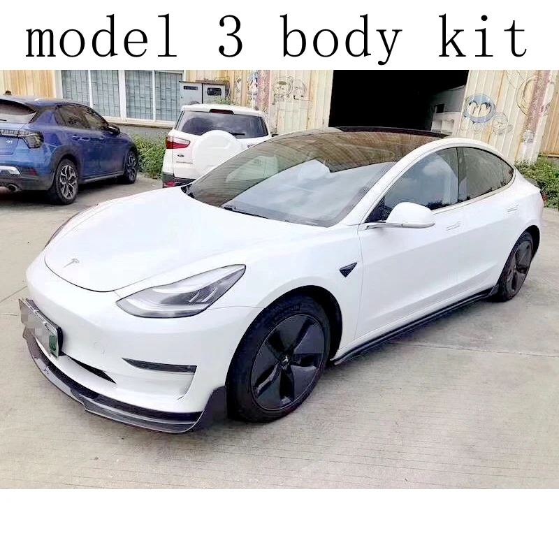 5 pcs For Tesla Model 3 Carbon Fiber Body Kit V  Aero Kit Matt Black Carbon Fiber / Gloss Black Carbon Fiber Body Kit