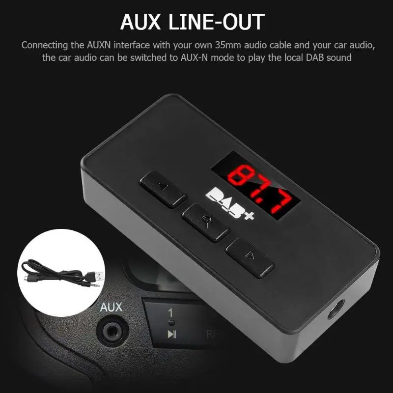Car Radio Mini Digital DAB/DAB+ FM Tuner Receiver Stick LED Display Digital Audio Broadcasting 3.5mm AUX Interface For Autoradio