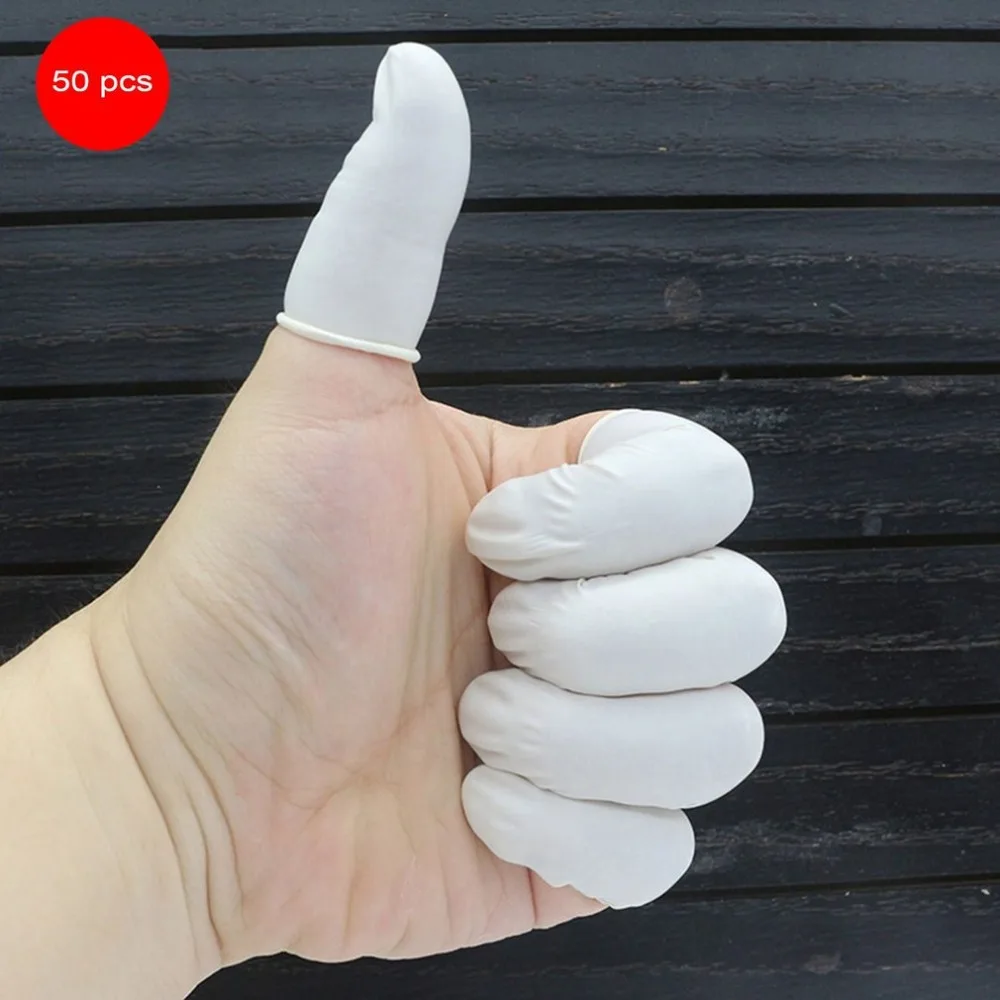 50 ชิ้น/เซ็ตน้ำยางธรรมชาติ Anti-Static Finger Cots การออกแบบแต่งหน้า Eyebrow Extension ถุงมือเครื่องมือขายส่ง