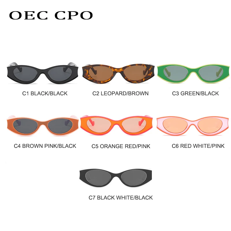 OEC CPO Vintage Cat eye Sunglasses Women Fashion Small Colorful Sun Glasses Men Retro Steampunk Eyewear Shades UV400 Oculos O815