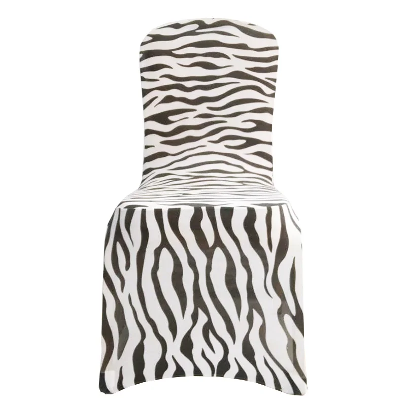 

100PCS/Lot Wedding Party Decoration Zebra Color Chair Covers Spandex Banquet Chair cover Hotel Home Supply Seat Covers