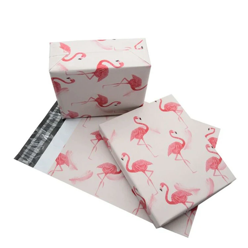 100PCS 10*13 inch Flamingo Pattern Poly Mailers 25.5x37cm Self Seal Plastic mailing Envelope Bags Packaging Bag Postal Envelopes