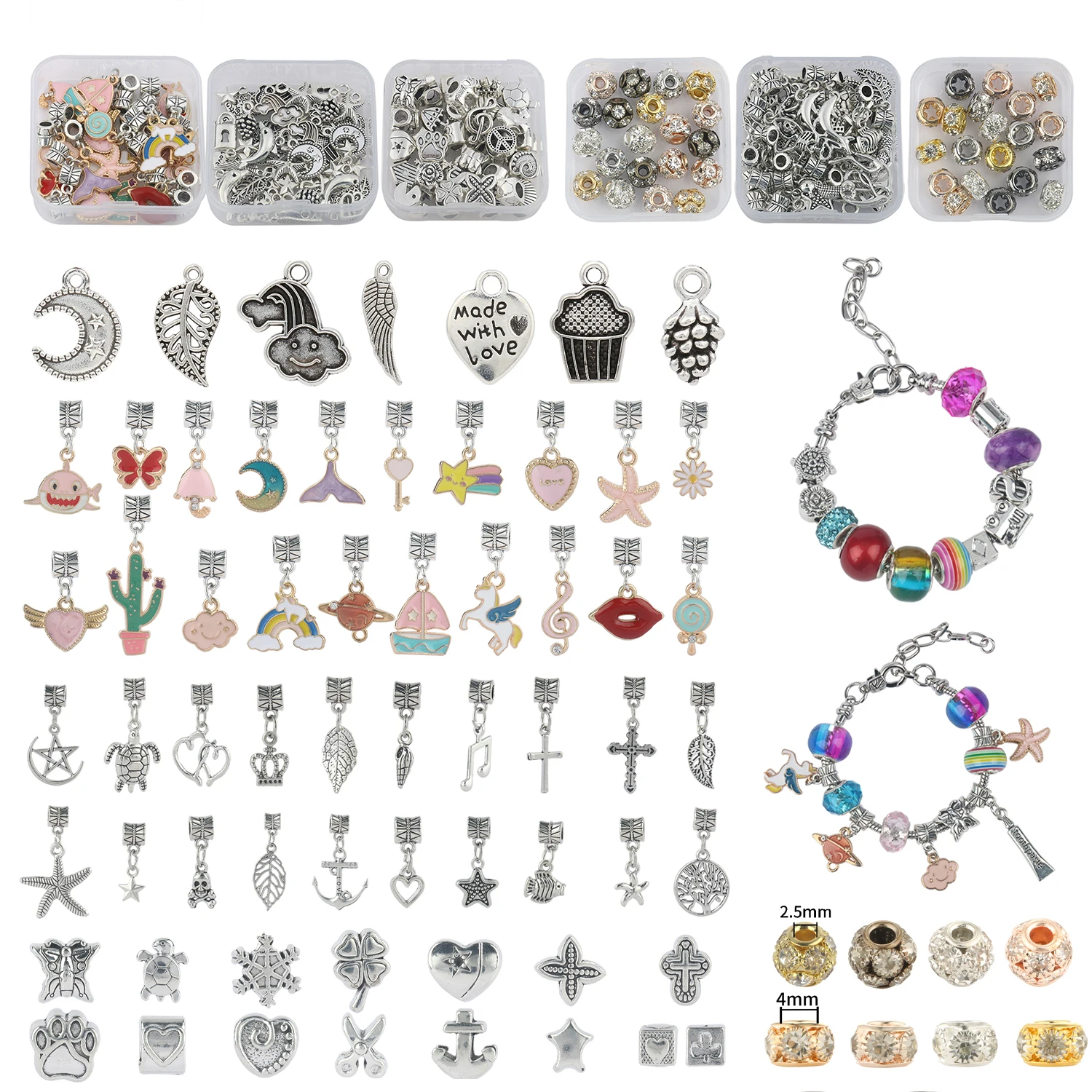 

20-50pcs Mixed Vintage Animal Charm Big Hole Metal Spacer Bead Pendant Kit For Jewelry Making DIY Bracelet Neacklace Accessories