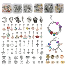 20-50pcs Mixed Vintage Animal Charm Big Hole Metal Spacer Bead Pendant Kit For Jewelry Making DIY Bracelet Neacklace Accessories