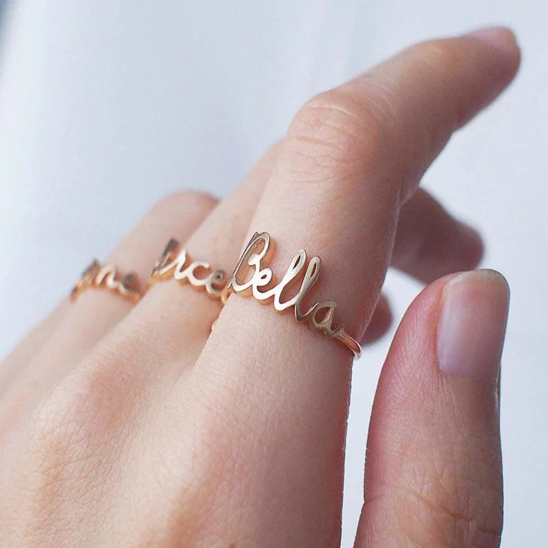 

Custom Name Ring Band Custom Letters Initials Ring Gold Stainless Steel Bijoux Femme Wedding for Women Personalized Ring