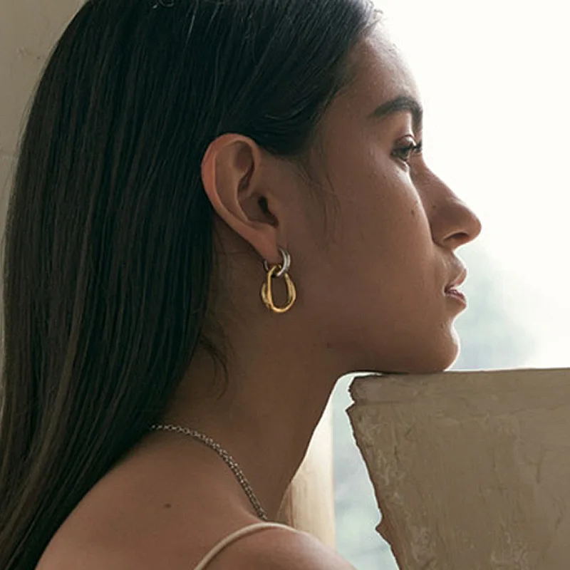 kshmir Korean Retro Detachable Earrings Gold Silver Color Geometric irregular Round Drop Earrings for Women Girls Jewelry