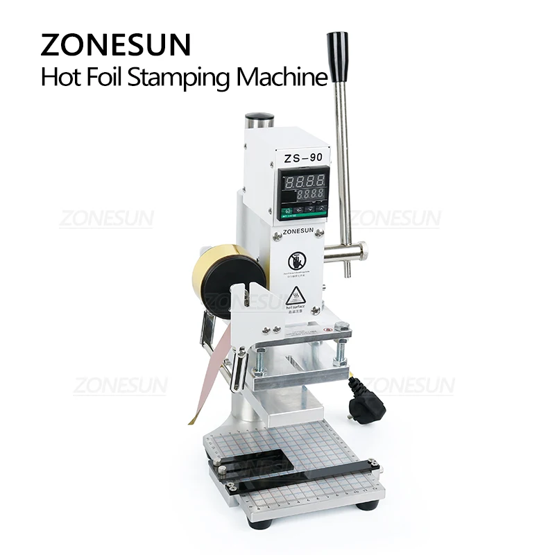 Zonesun quente folha de carimbo máquina de bronzeamento manual com mesa de trabalho para o cartão do pvc couro e papel carteira saco