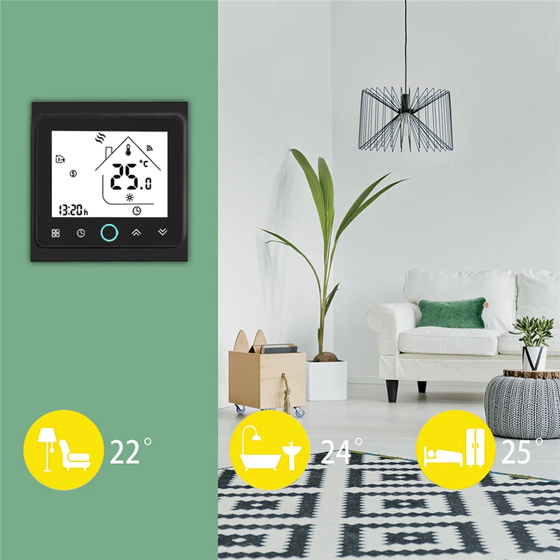 2 Pipe WiFi Smart Central Air Conditioner Thermostat Temperature Controller 3 Speed Fan Coil Unit Work with Alexa Google Home (2