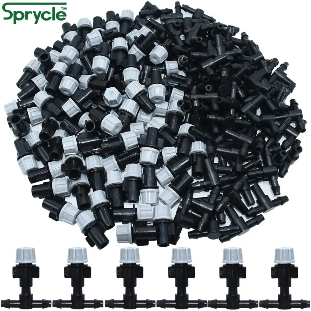 SPRYCLE 20PCS Adjustable Garden Drip Irrigation Misting Nozzles Dripper Watering Sprayer Atomizing Sprinkler 4/7mm Tee Connector