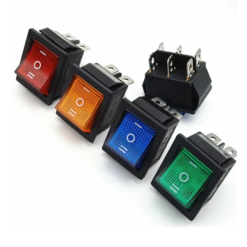 KCD4 1PCS Rocker Switch Power Switch ON-OFF-ON 3 Position 6 Electrical equipment With Light Switch 16A 250VAC/ 20A 125VA