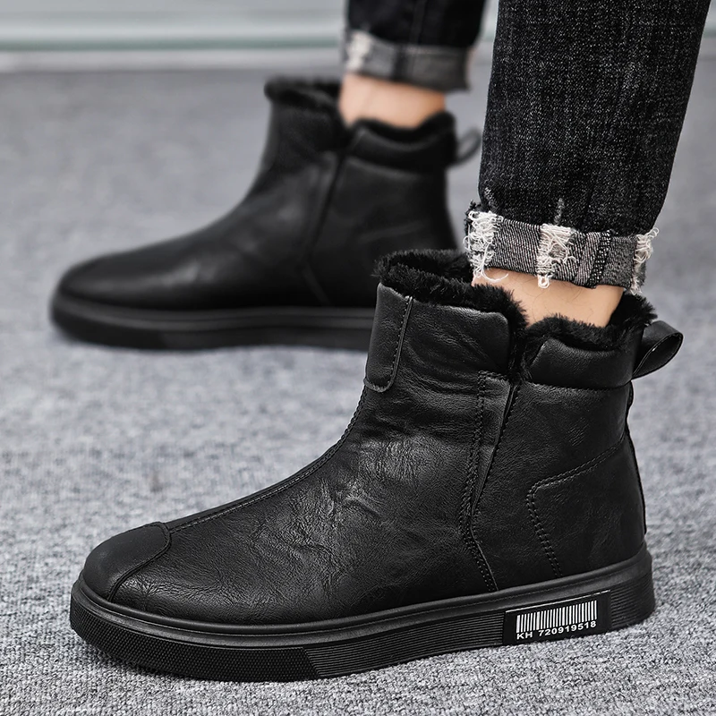 

New Men Boots Winter Warm Plush Snow Boots Outdoor Non-slip Ankle Boots High Quality Winter Sneakers Slip On Shoes Man Sneakers