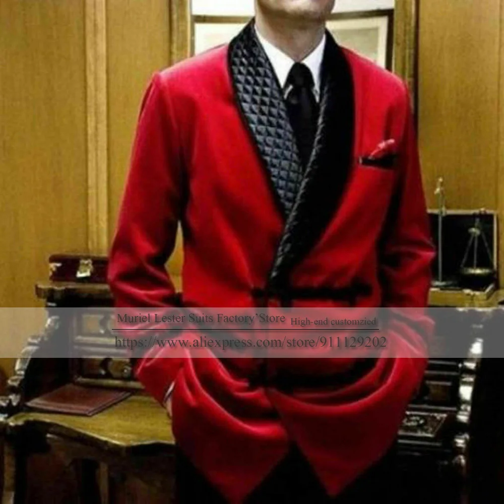 Red Suit Jacket Formal Wedding Tuxedo Night Smoking Men Blazer Tailore Made Coat Regular Double Breasted Notched Lapel Overcoat