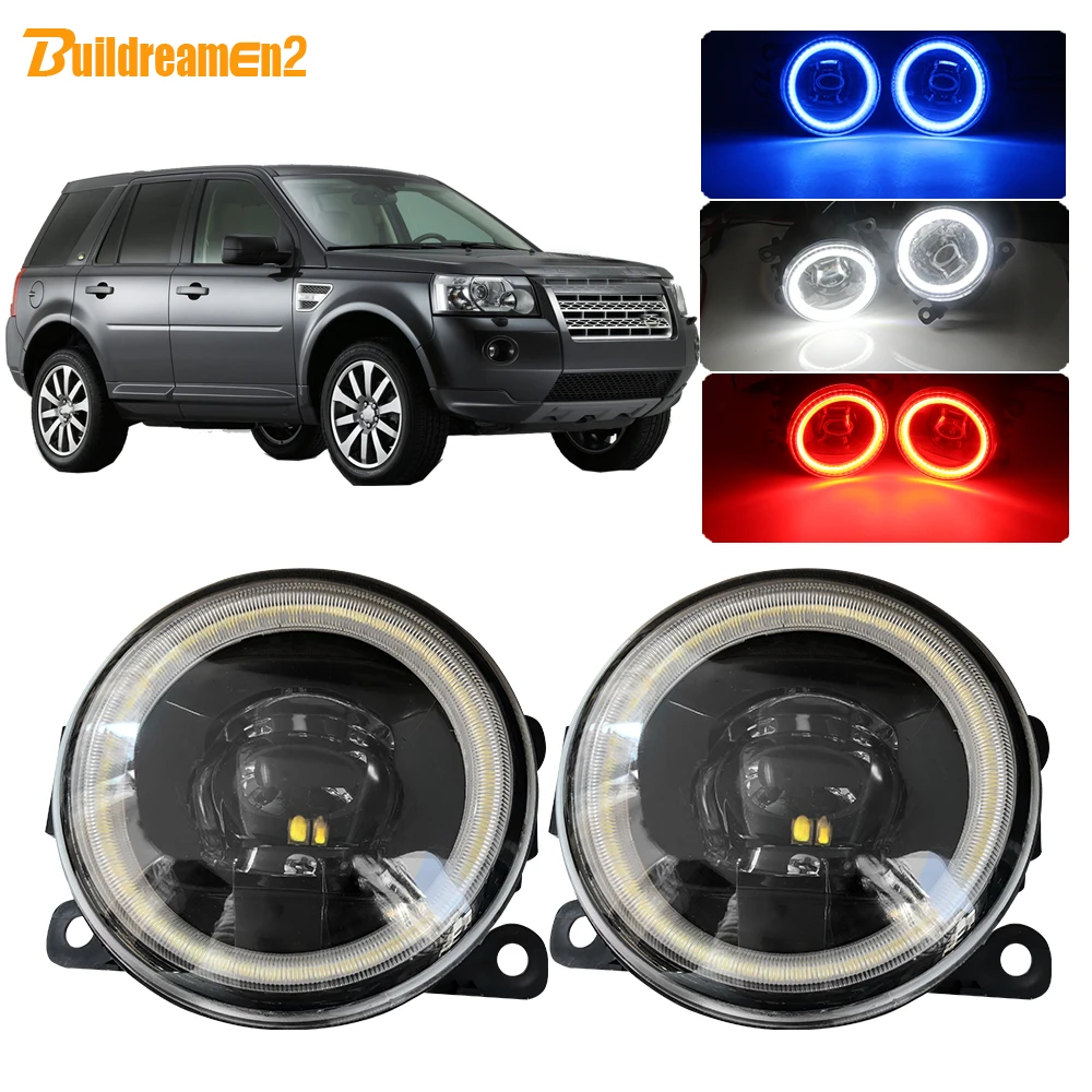 Buildreamen2 For Land Rover Freelander 2 LR2 FA_ 2006-2014 Car 4000LM LED Fog Light Kit Angel Eye Daytime Running Light DRL 12V