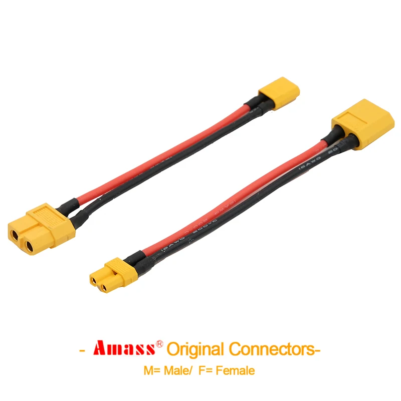 1Pcs XT60 Female / Male Convert to XT30 Male / Female Connector Plug with 16AWG connection cables For RC Model Multicopter