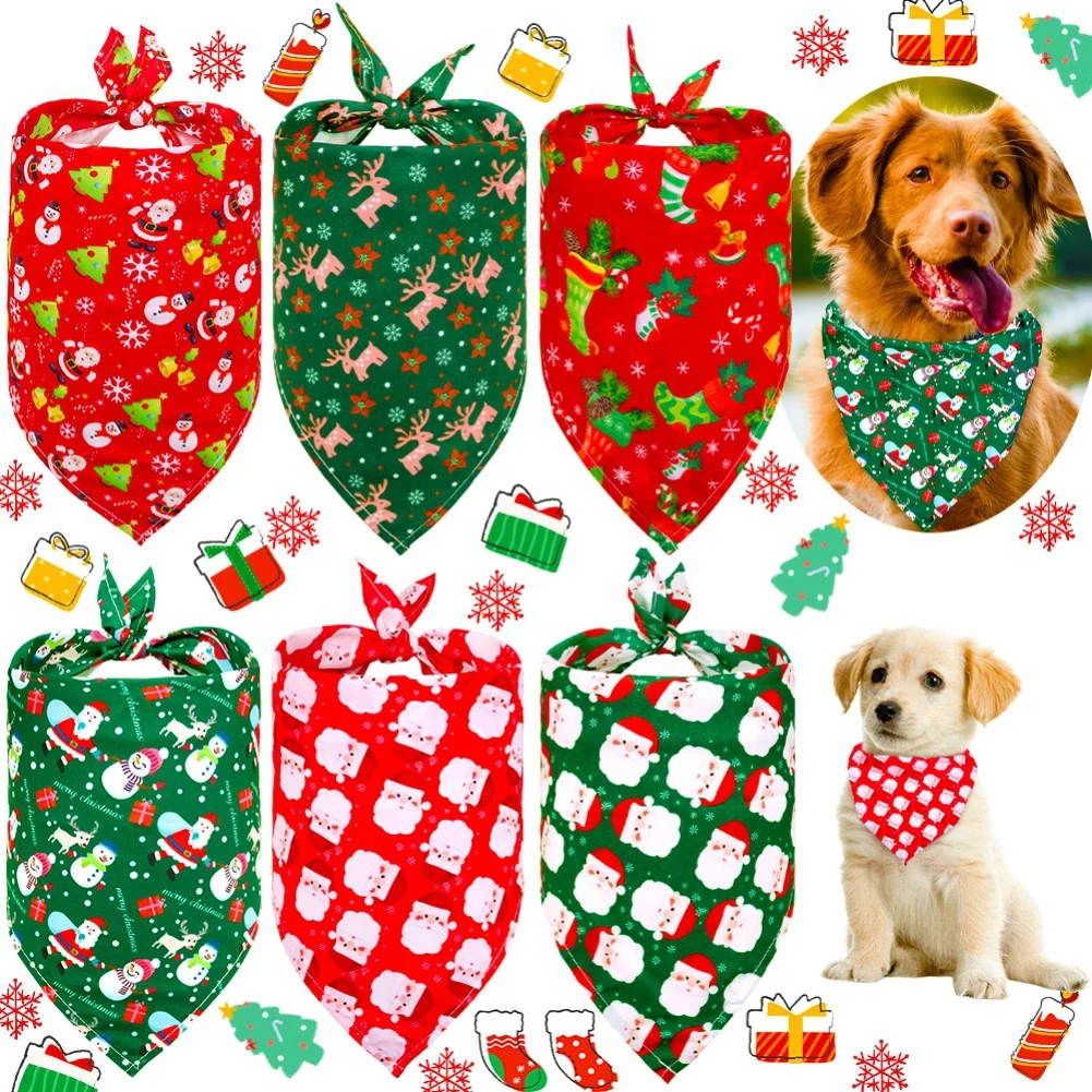 Pet triangular scarf Christmas hot selling cat and dog universal snowman Santa Claus elk pet holiday supplies