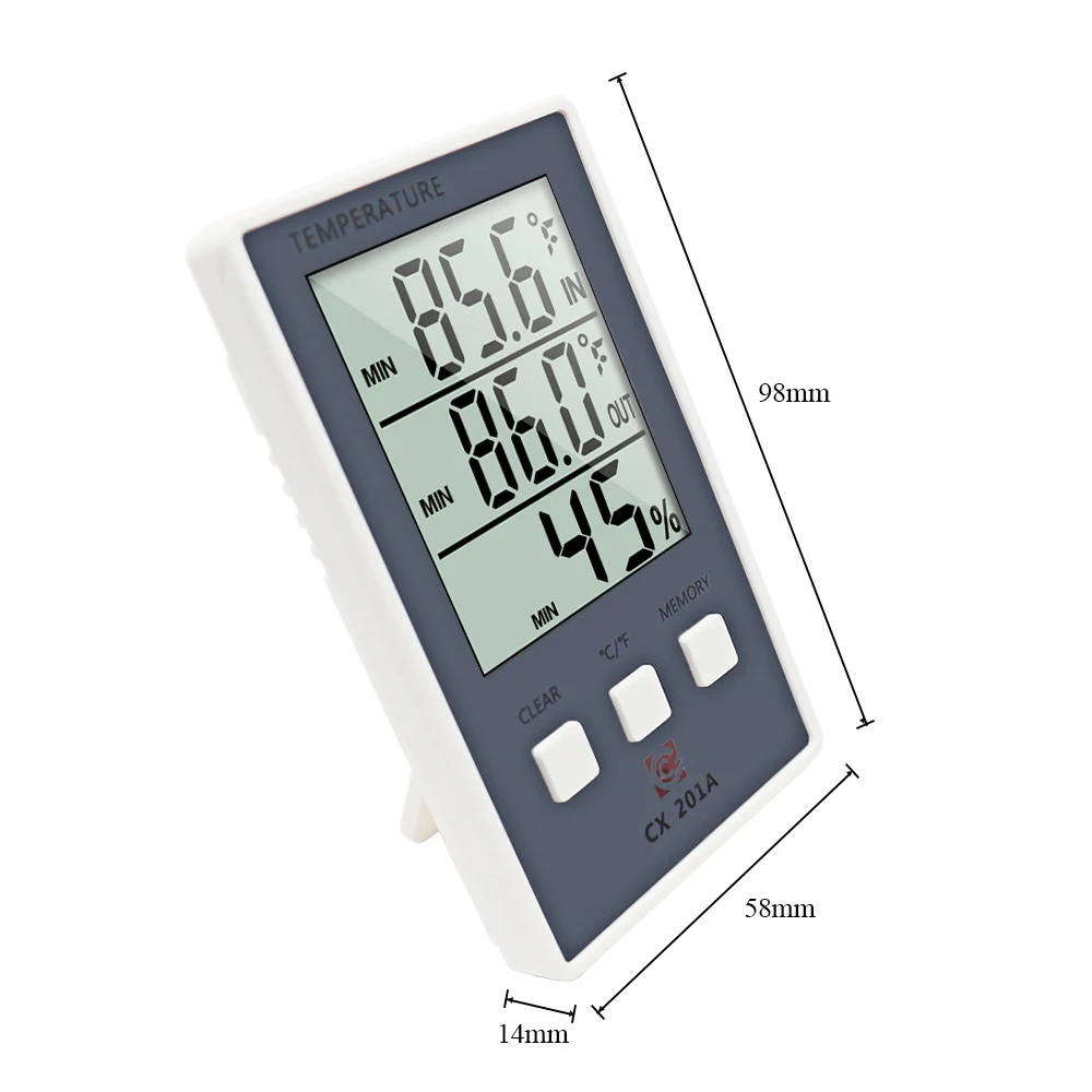 Digital Thermometer Hygrometer Indoor Outdoor Temperature Humidity Meter C/F LCD Display Sensor Probe Weather Station