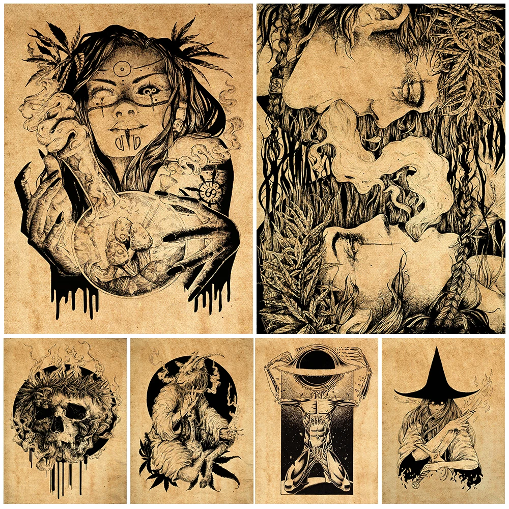 

Potion Witch Soul Exchange Wall Art Canvas Painting Vintage Abstract Art The Death Devil Poster And Prints Home Decoration Art