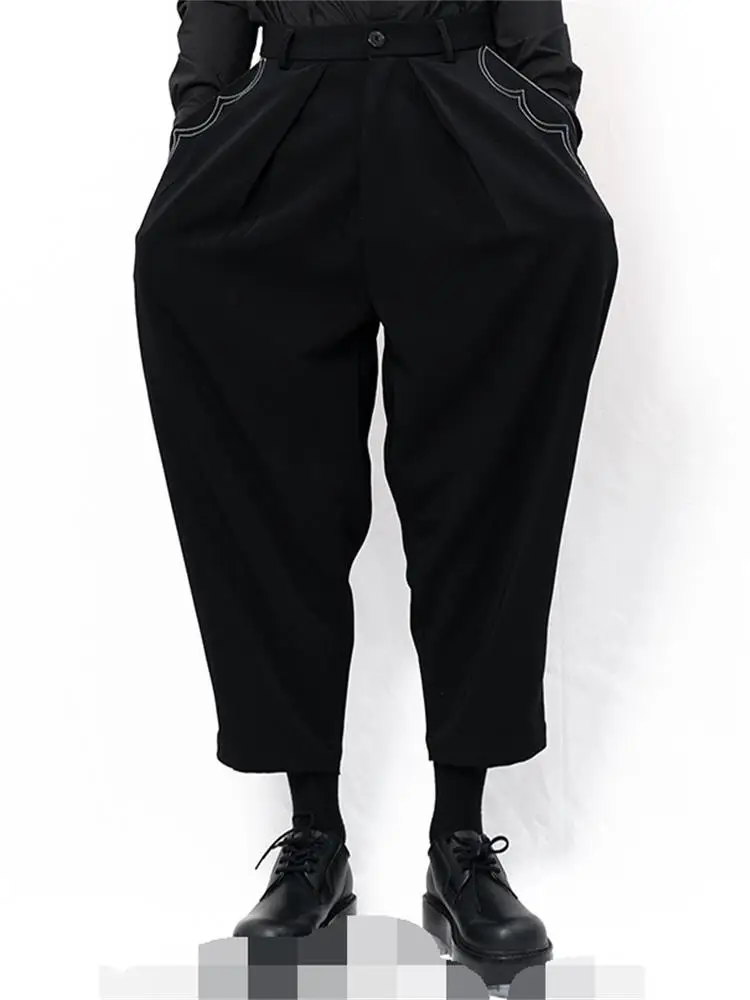 

Men's Casual Pants Small Pants Turnip Pants Spring And Autumn New Black Simple And Loose Fashion Nine-Point Tapered Pants