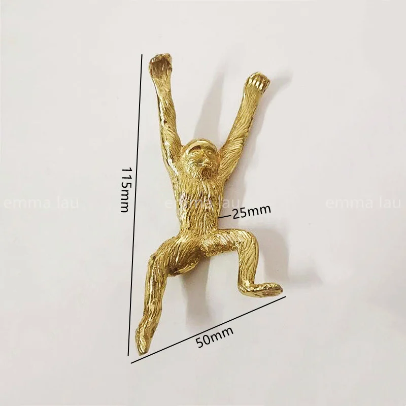 Lucky Monkey Shape Cabinet Door Handle Solid Brass Drawer Knobs Cupboard Pulls Single Hole Gold Kitchen Cabinet Handles