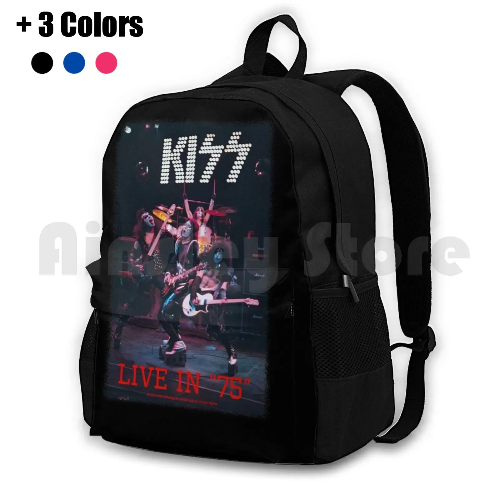 Kiss Live In “75” Outdoor Hiking Backpack Waterproof Camping Travel Kiss Kiss Fan Art Kiss Band Kiss Music Kiss Fanart Kiss The