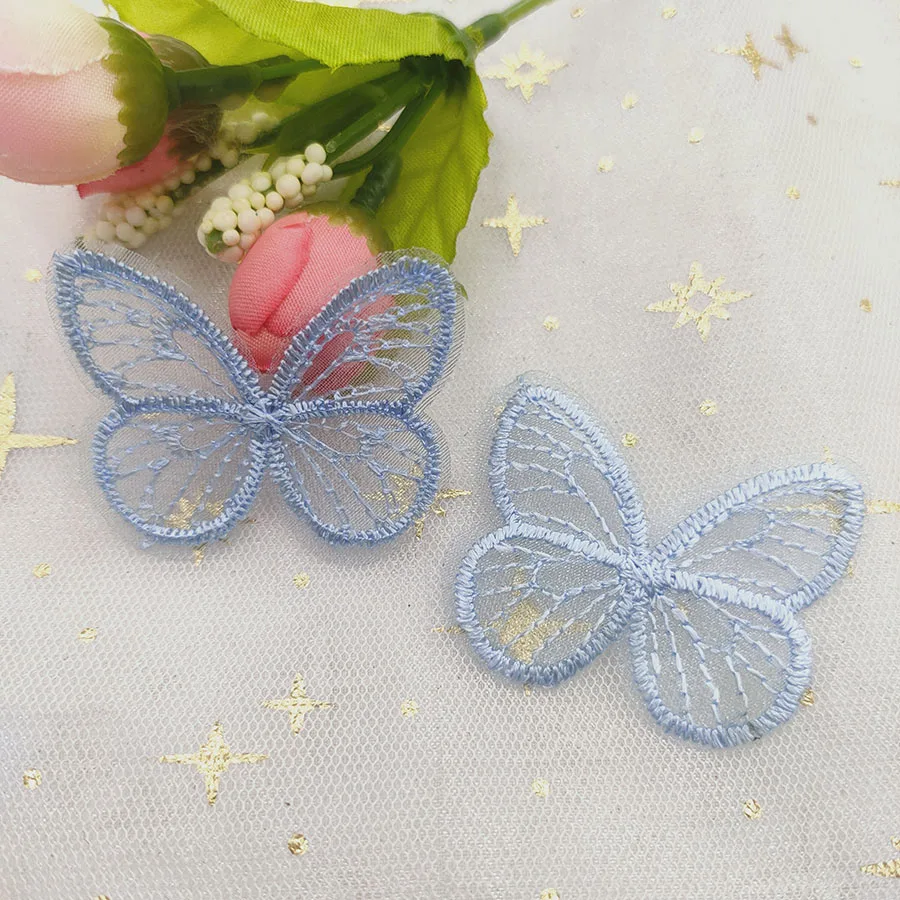48 Stück/Los 4,5*3,5cm bestickte Mesh-Schmetterlings-Applikationen für Kleidung, Nähzubehör, DIY-Haarspangen-Accessoires – Detail 3