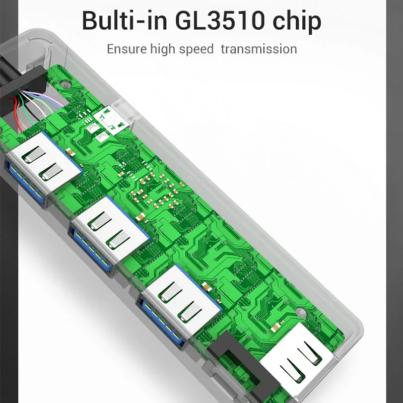 Vention USB HUB Splitter USB 3.0 2.0 a 4 porte con porta di alimentazione Micro USB Adattatore OTG multiplo ad alta velocità per computer portatile