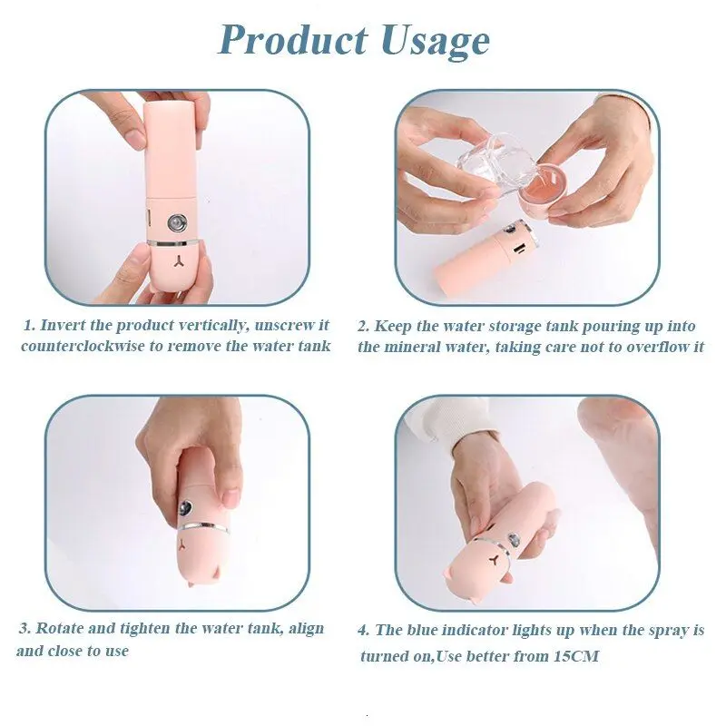 Mini Nano Facial Steamer Professional Nebulizer USB Portable Nano Spray Face Humidifier Nanomister Vaporizador With Mini Fan