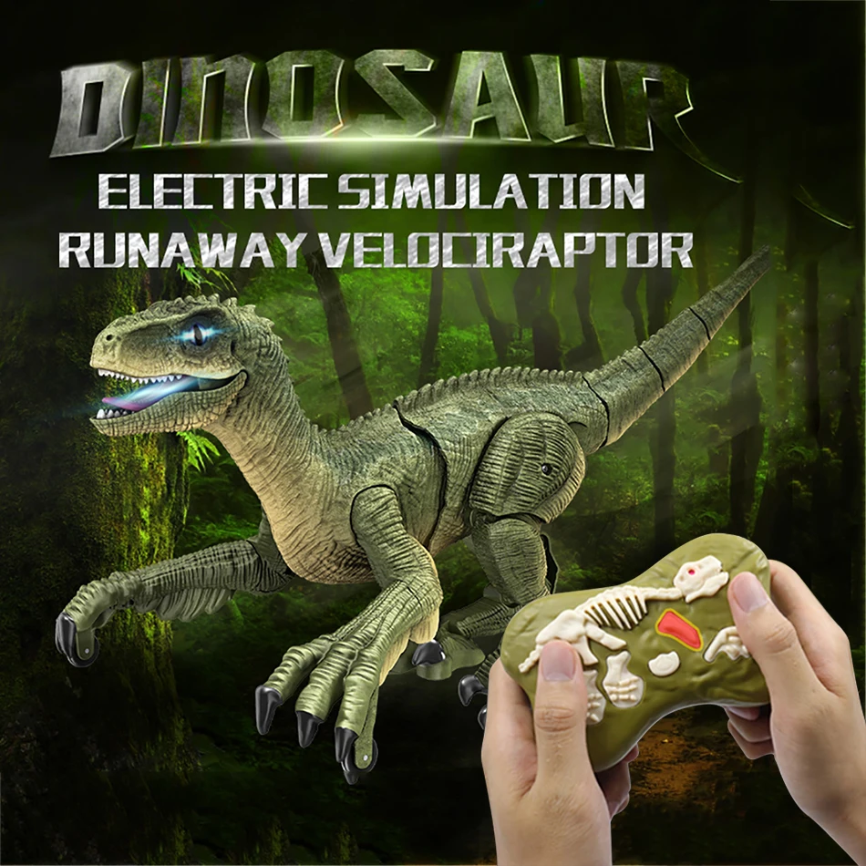 Electric RC Simulation Dinosaur Toy Jurassic World Remote Control Robot Dinosaurs Velociraptor Walking Dragon Toys For Children