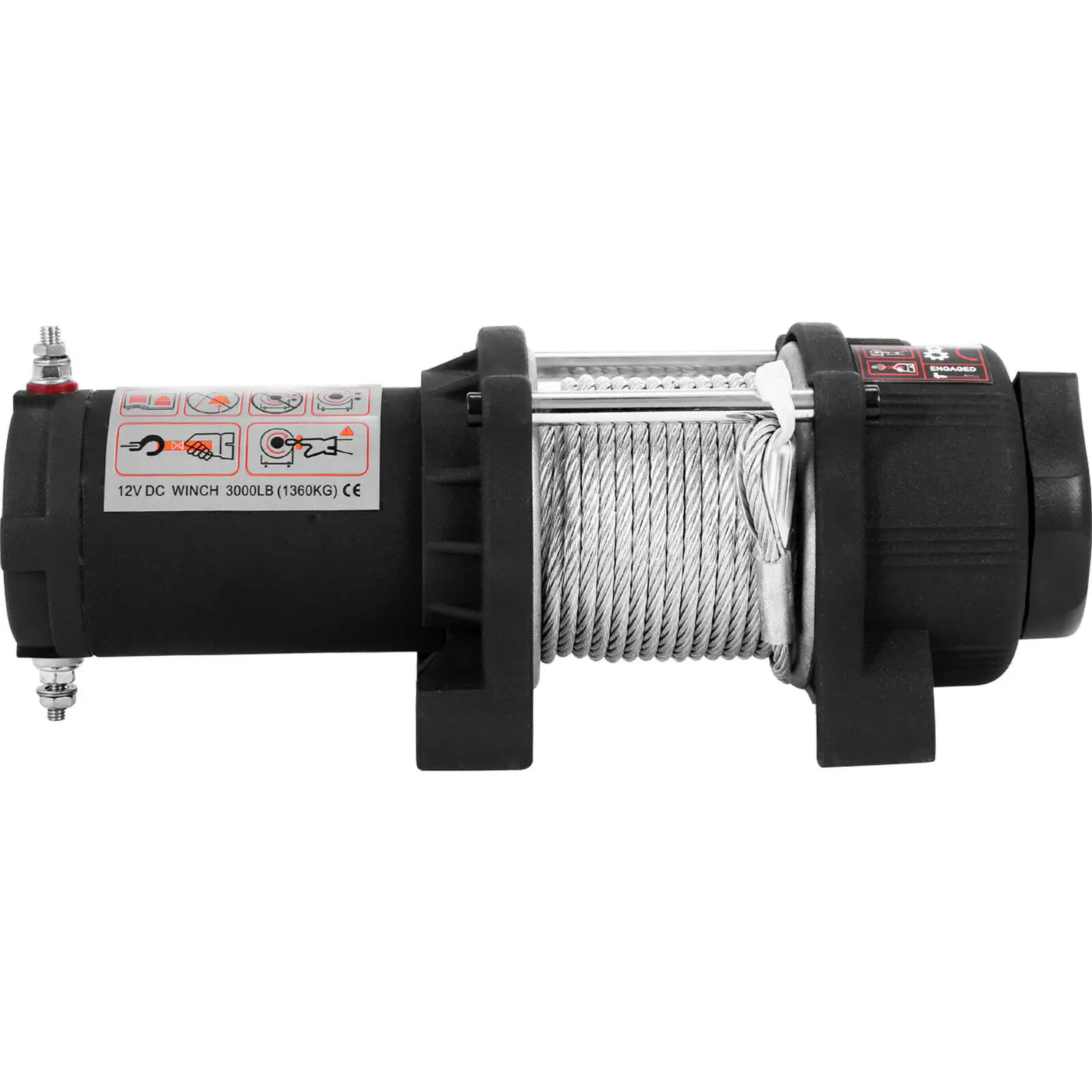 12V Electric Winch with Wireless Remote Control for ATV SUV Trailer Truck Steel Rope Off Road Recovery Winch 3000LBS