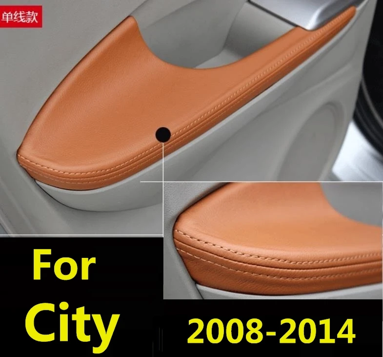 For Honda City 2008 2009 2010 2011 2012 2013-2014 Microfiber Leather Car Door Armrest Panel Protective Cover  car interior