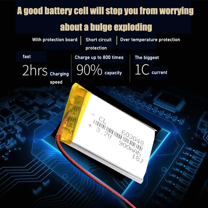 3.7 فولت يبو خلايا 603048 900mah بطارية ليثيوم بوليمر قابلة للشحن ل MP3 MP4 غس سماعة رأس بخاصية البلوتوث LED مصابيح سيلفي العصي