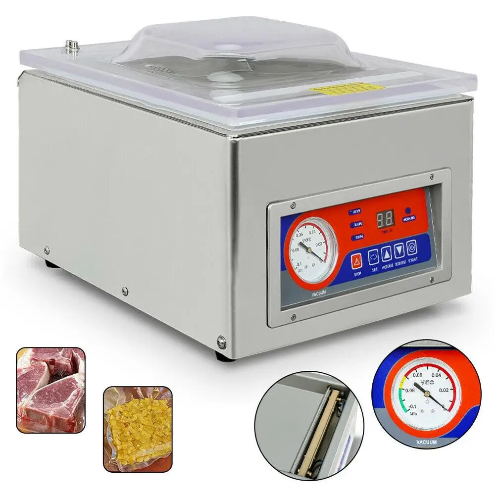 DZ-260C 110V/220V Digital Vacuum Packing Sealing Machine Sealer Vac Packer Food Sealer Food Industrial Packaging 120W DE UK