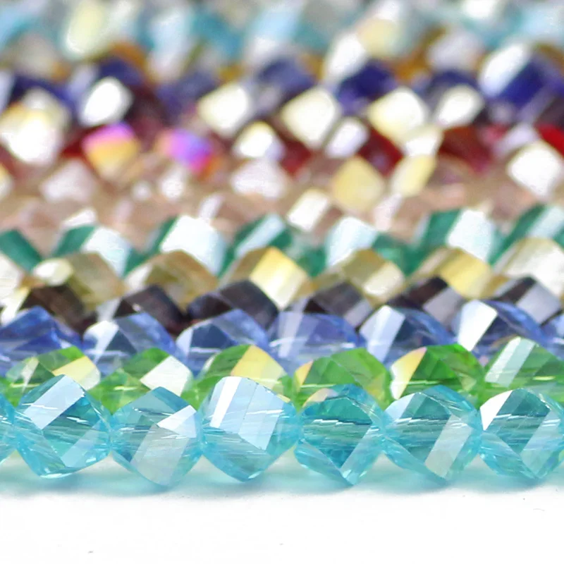 JHNBY Twist Faceted Austrian crystal beads 50pcs 6mm High quality glass crystal Loose beads handmade Jewelry bracelet making DIY