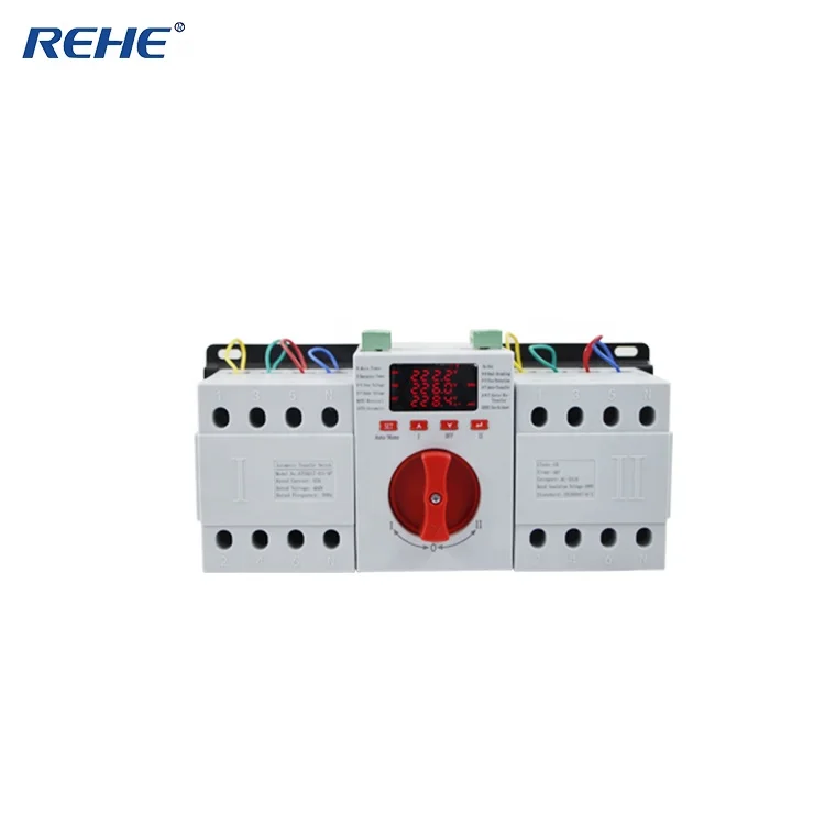 China Intelligent Controller 16-63A 400VAC 4P Dual Power Supply Changeover Switch With LED Display REHE-ATSQ1Z