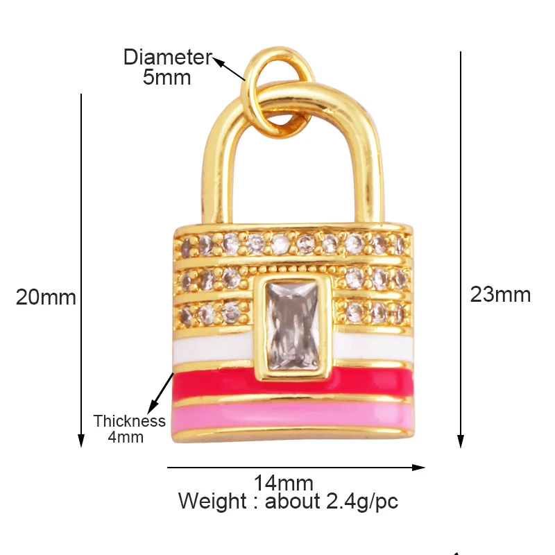 Fashion Rainbow Enamel Lock Charm Pendant,18K Real Gold Plated Colour,Necklace Bracelet Pendant for Handmade Jewelry Supply L99