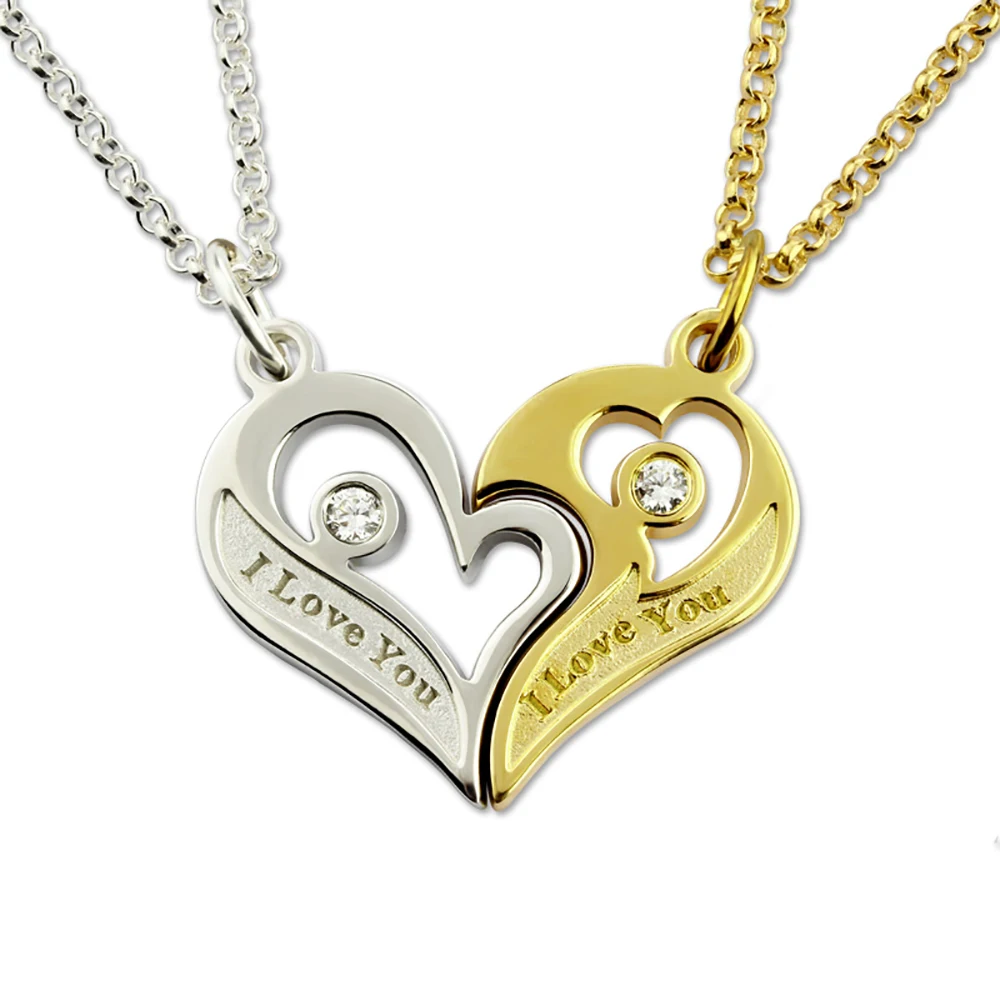 Uonney Dropshipping Custom Couple's Breakable Heart Love Necklace With Birthstones Personalized Jewelry for Friends Girl