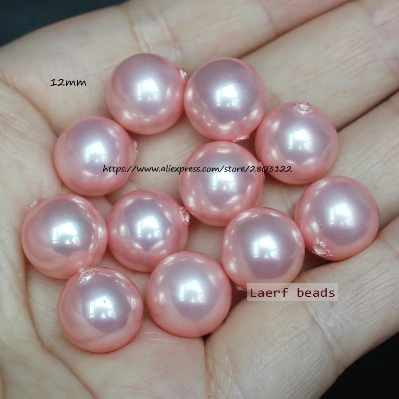 Half Drilled Shell Pearl Round beads 8-20mm 4pcs ,For DIYJewelry making! Mixed wholesale for all items !