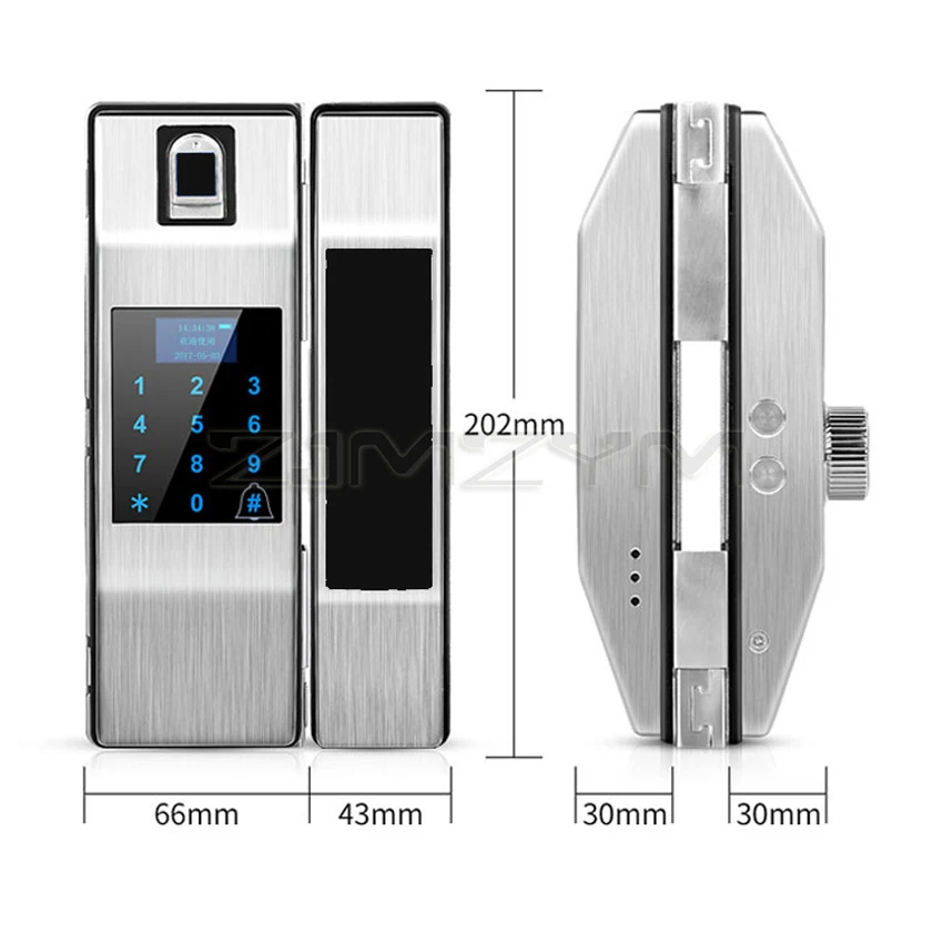 Glass Door HD LCD Screen Fingerprint Password LockSingle/Double Opening Sliding Sliding Door With Doorbell Smart Electronic Lock