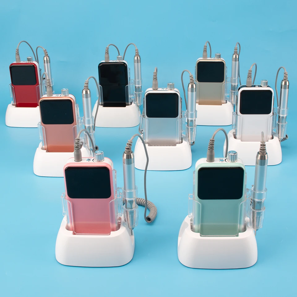 Máquina de Taladro para Uñas Inalámbrica de Escritorio, 35000rpm, Eléctrica para Manicura y Pedicura, Batería Recargable 4
