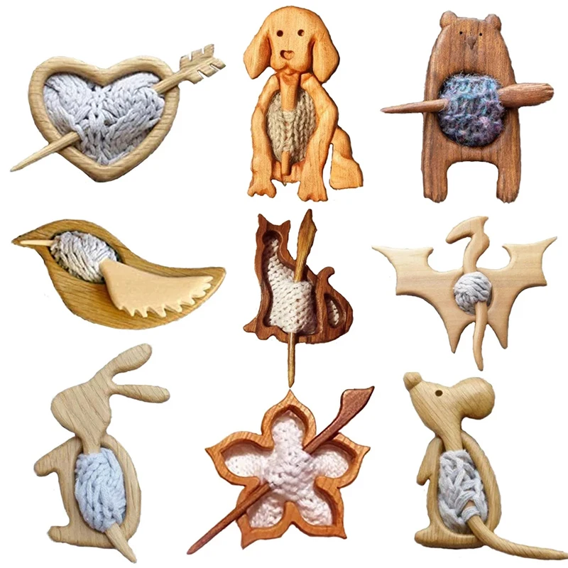 New Unique Animal Pattern Wooden Brooch Pin Cartoon Shawl Sweater Scarf Buckle Clasp Vintage Creative Jewelry Gift Accessories