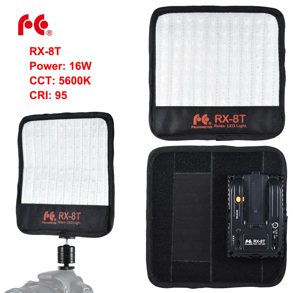 

FalconEyes RX-8T 16W LED Video Light Flexible On-Camera Light Kit 5600K CRI95 for Video Stuido Photography Lighting