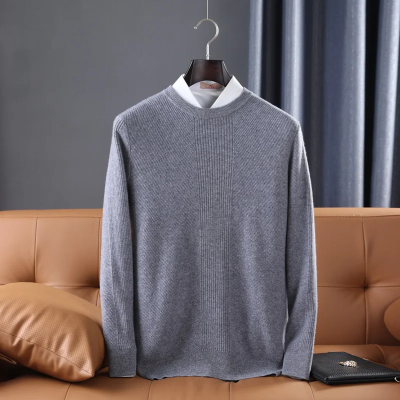 두꺼운 따뜻한 스웨터 남자 Oenck 전체 슬리브 Knitwears 100% 순수 양모 니트 풀오버 남성 모직 의류