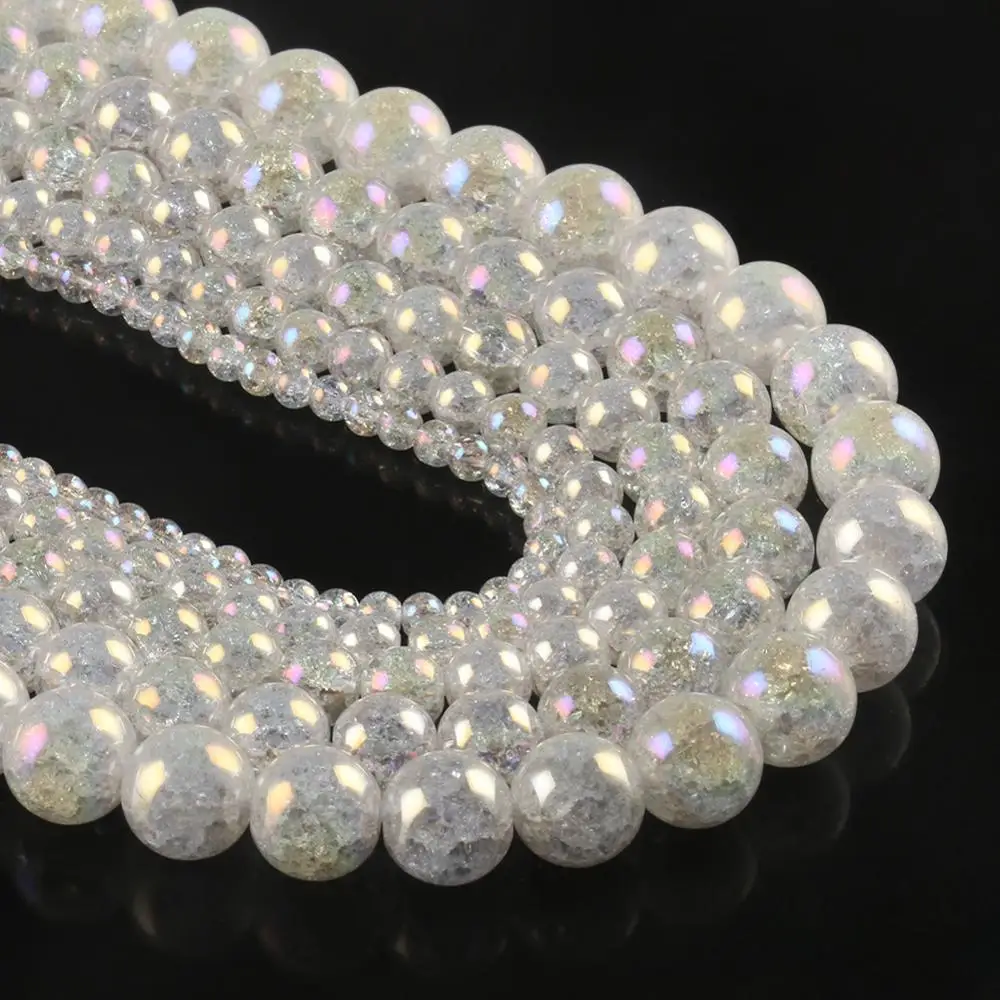 Natural Stone AB White Snow Cracked Quartz Crystal Round Beads For Jewelry Making DIY Bracelet Necklace Acessories 4 6 8 10 12mm - view 4