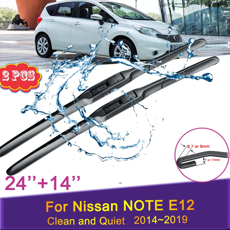 Car Wiper Blades for Nissan NOTE E12 2014 2015~2019 Front Windshield Silent Frameless Snow Scraping Durable Rubber Accessories