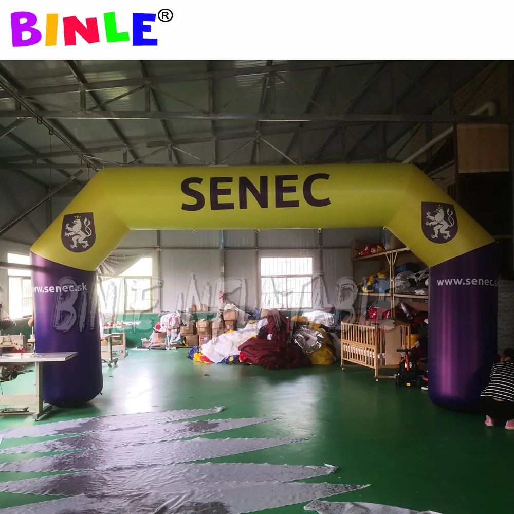 

6x3.6m Yellow n Blue Color Outdoor Inflatable Entrance Arch with free printings For Advertising
