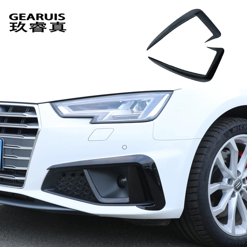 Car Styling Front Fog Lamp Wind Knife Cover Strips Trim For Audi A4 B9 2017-2019 Spoiler Air Knife Exterior Modified Accessories