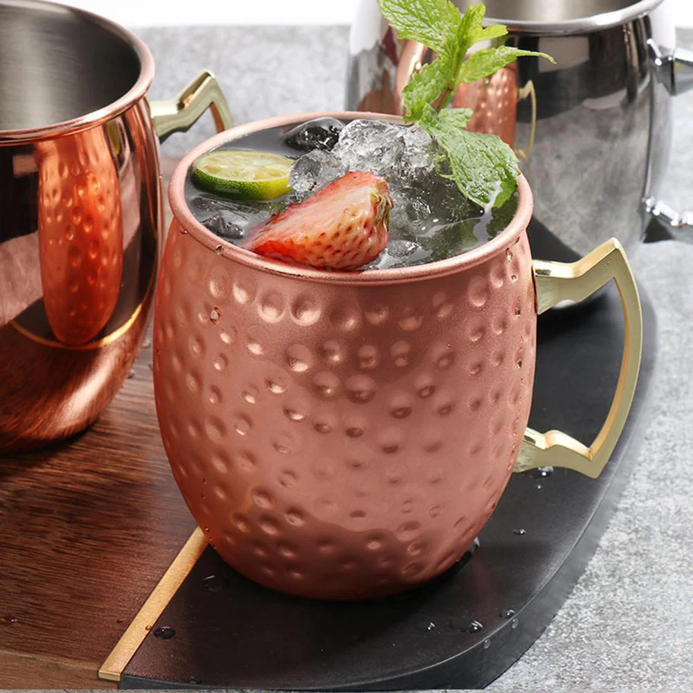 Cocktail Wine Cup Moscow Mule Mug Stainless Steel Hammered Copper Plated Beer Cup Coffee Cup Bar Drinkware Champagne Cup