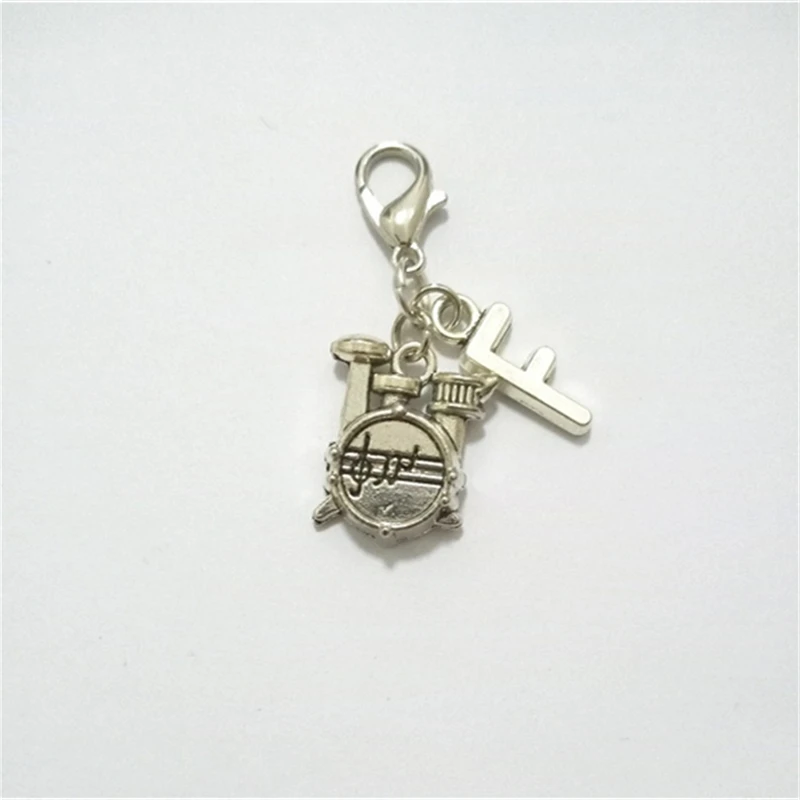 1 Pcs Small Drum Keychain, Drum Zipper Pull, Initial Accessory, Initial Jewelry, Drum Charm