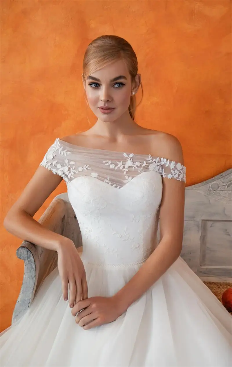 Magic Awn-Vestidos de novia con hombros descubiertos, apliques de encaje, princesa elegante, ilusión Bohemia, línea A, Branco